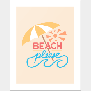 Beach Please Hand Lettering Posters and Art